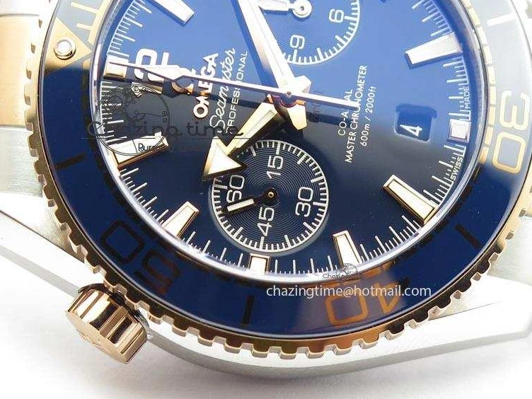 0209 FlexibleFit Seamaster Professional Chrono SS RG Blue Ceramic Blue Dial On SS RG Bracelet A 8211